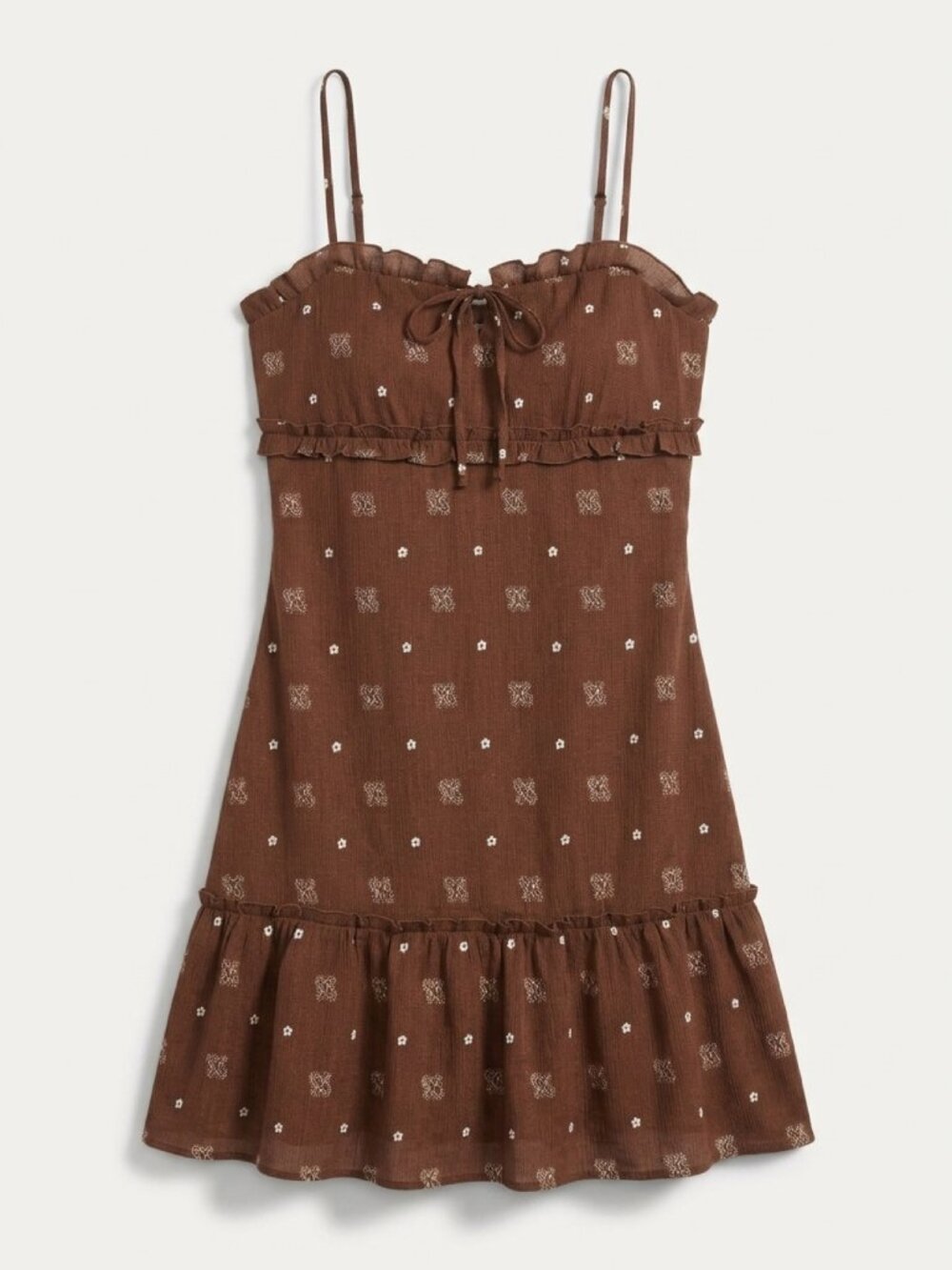 Derek Heart Brown Boho Floral Ruffle Dress